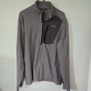Eddie Bauer Gray 1/4 Zip Fleece Jacket Size XL